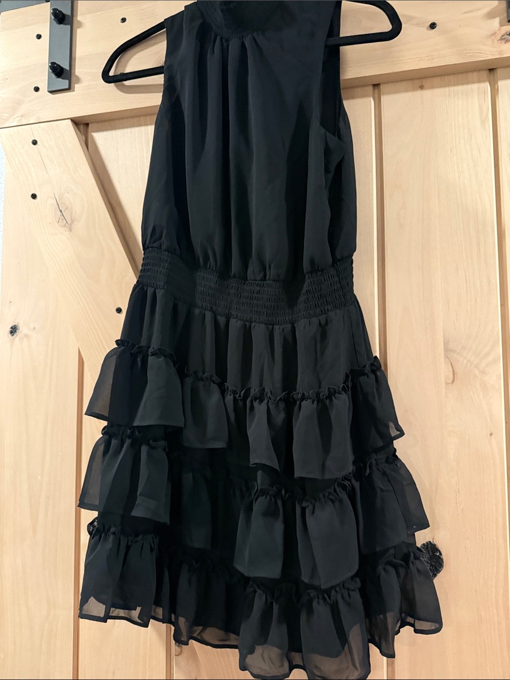 STATE Black Sleeveless Tiered Ruffle Dress